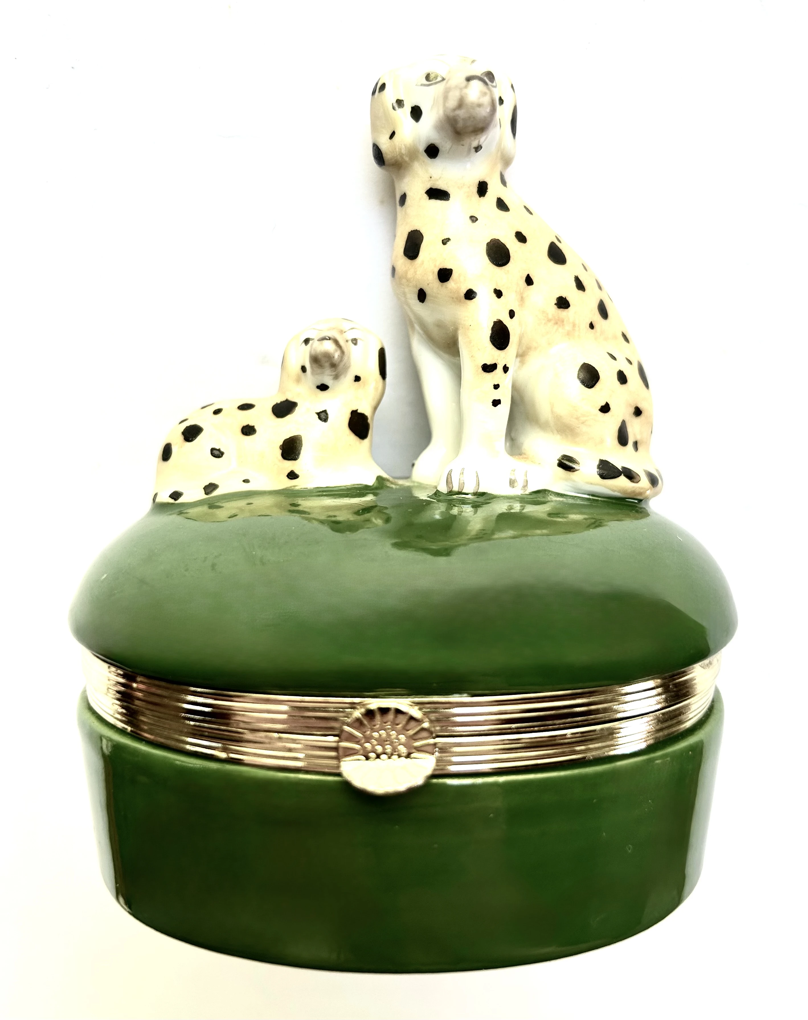 Porcelain & Ormolu Spotted Dogs Box