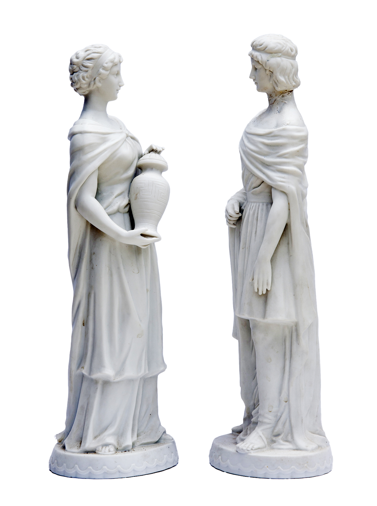 German White Bisque Figurines; a pair 8 German White Bisque Figurines; a pair