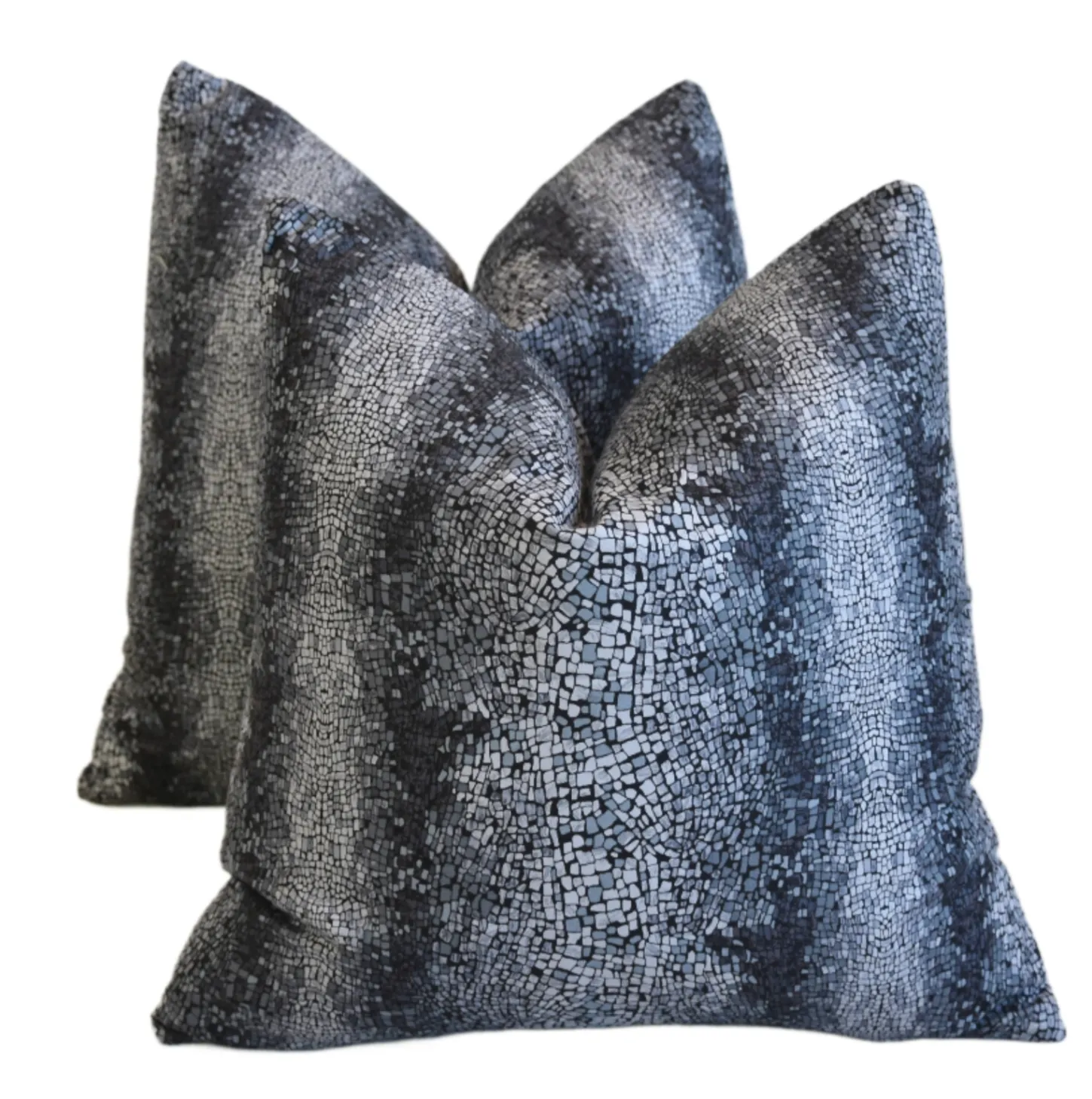 Gray Mosaic Tile Pillows, Pair 1 Gray Mosaic Tile Pillows, Pair