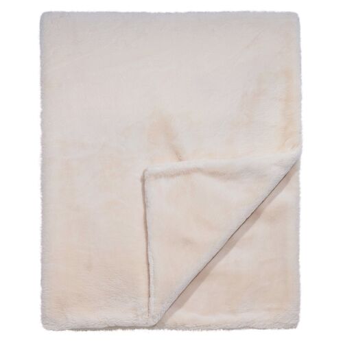 Faux Fur Blend Throw, Ivory 1 Faux Fur Blend Throw, Ivory
