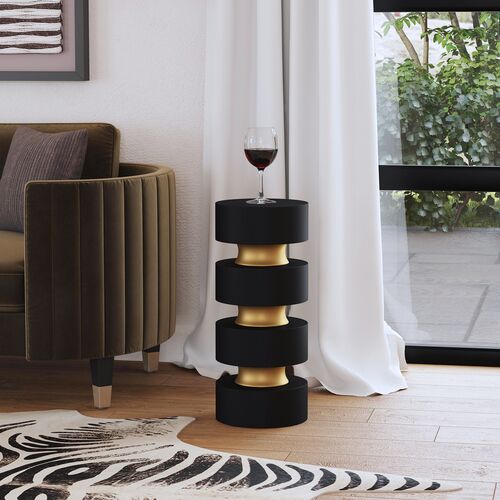 Alicia Side/Drink Table, Black w/ Gold Trim 5 Alicia Side/Drink Table, Black w/ Gold Trim