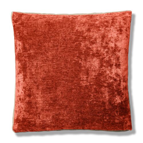 Hannah 22x22 Box Pillow, Tomette/Cream Velvet 1 Hannah 22x22 Box Pillow, Tomette/Cream Velvet