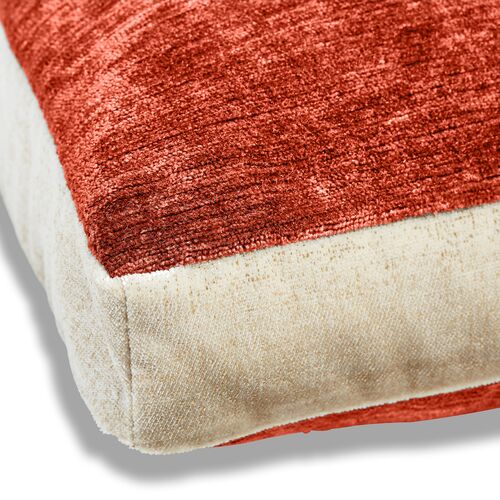 Hannah 22x22 Box Pillow, Tomette/Cream Velvet 3 Hannah 22x22 Box Pillow, Tomette/Cream Velvet