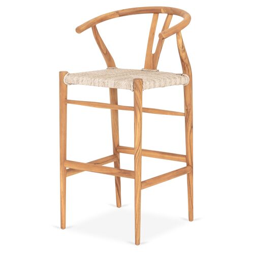 Paxton Outdoor Teak Barstool, Natural 1 Paxton Outdoor Teak Barstool, Natural