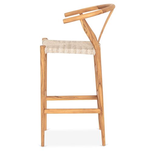 Paxton Outdoor Teak Barstool, Natural 3 Paxton Outdoor Teak Barstool, Natural