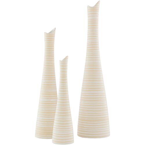 S/3 Maria Vase, Beige/White 1 S/3 Maria Vase, Beige/White