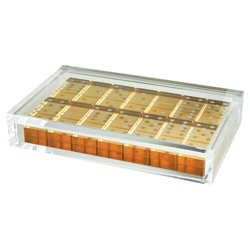 Lucite Domino Set, Gold