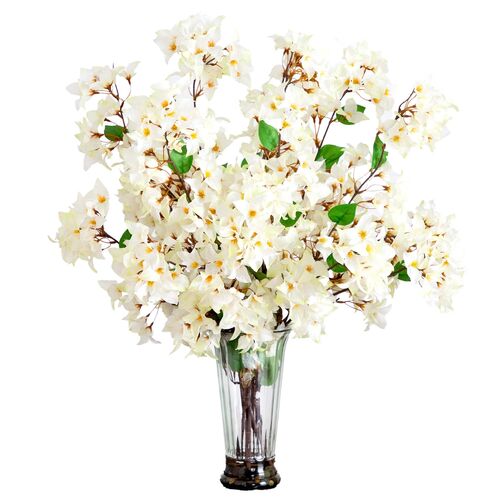 30in. Artificial Bougainvillea Arrangement in Glass Vase 1 30in. Artificial Bougainvillea Arrangement in Glass Vase