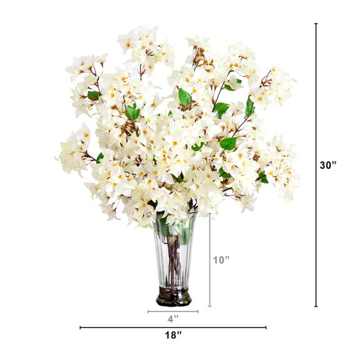 30in. Artificial Bougainvillea Arrangement in Glass Vase 2 30in. Artificial Bougainvillea Arrangement in Glass Vase