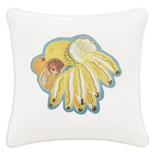 Calypso Banana Print Pillow, White/Multi 1 Calypso Banana Print Pillow, White/Multi