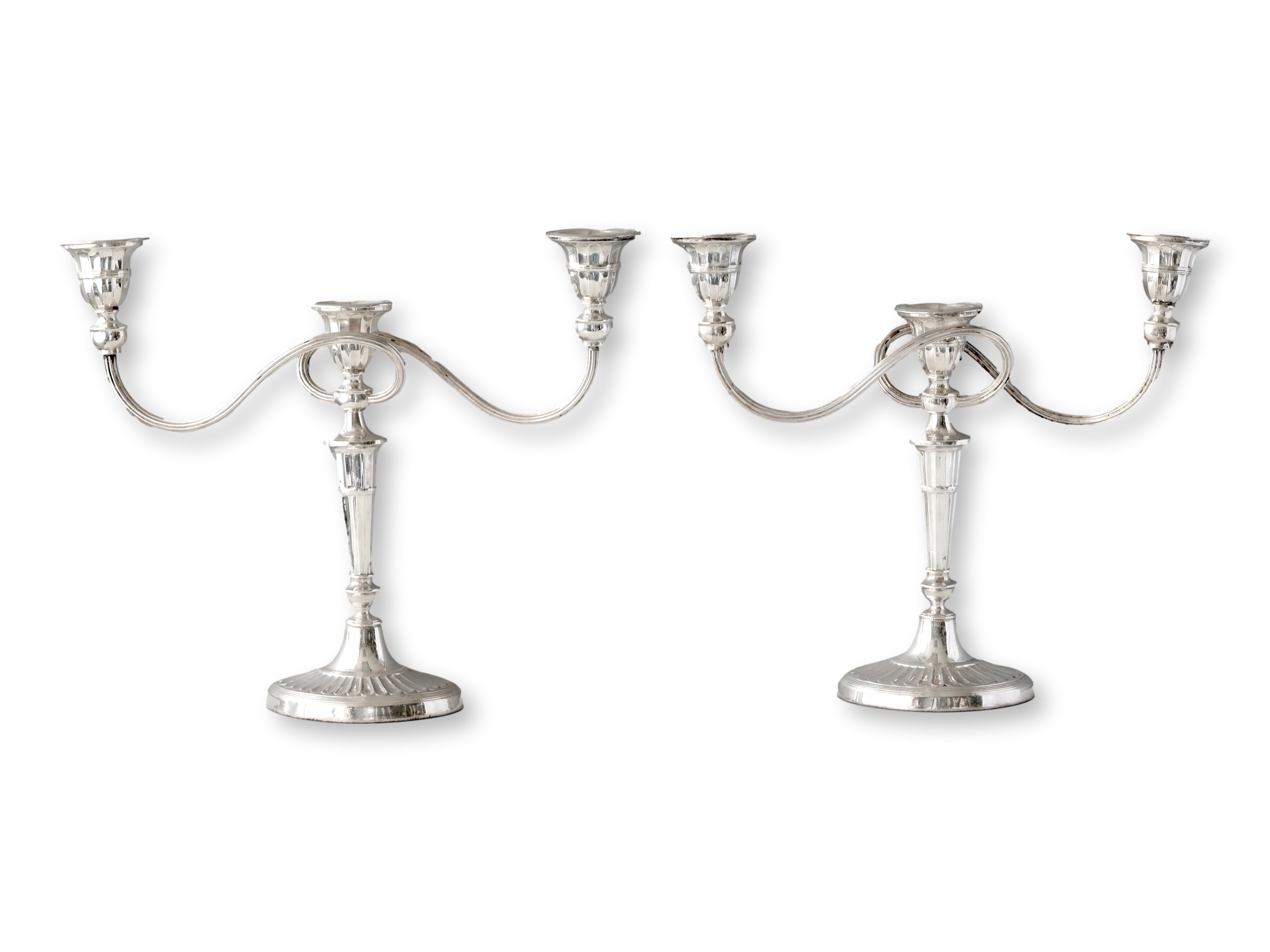 English Silver-Plate Candelabras, Pair 1 English Silver-Plate Candelabras, Pair