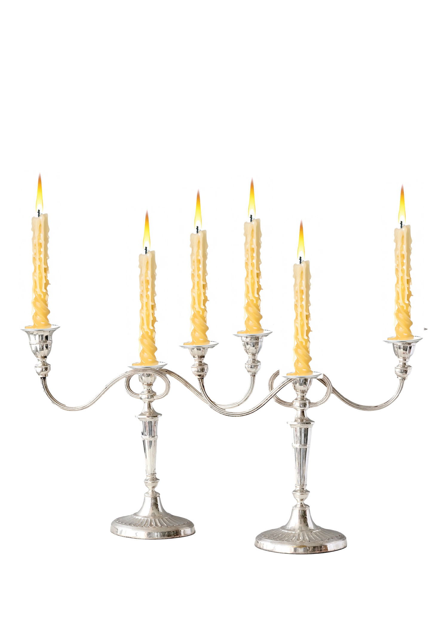 English Silver-Plate Candelabras, Pair 2 English Silver-Plate Candelabras, Pair