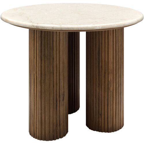 Zaidan 24" Round Marble Top End Table, Brown 1 Zaidan 24" Round Marble Top End Table, Brown