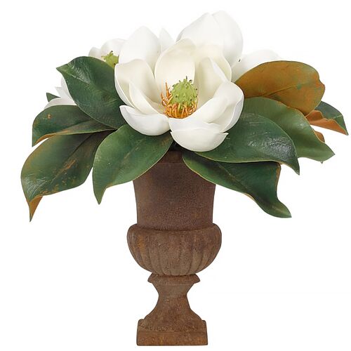 12" Magnolia in Iron Urn, Faux 1 12" Magnolia in Iron Urn, Faux