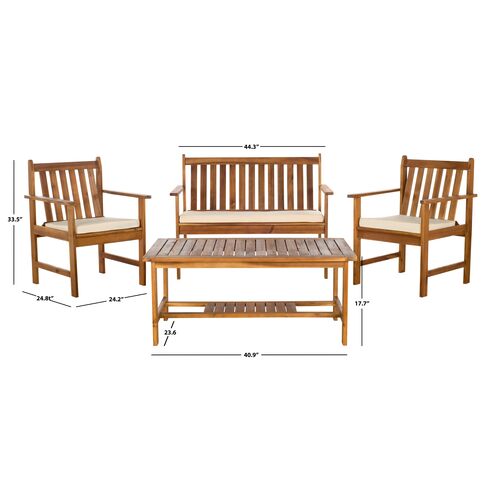 Maelis 4 Pc Outdoor Acacia Lounge Set 4 Maelis 4 Pc Outdoor Acacia Lounge Set
