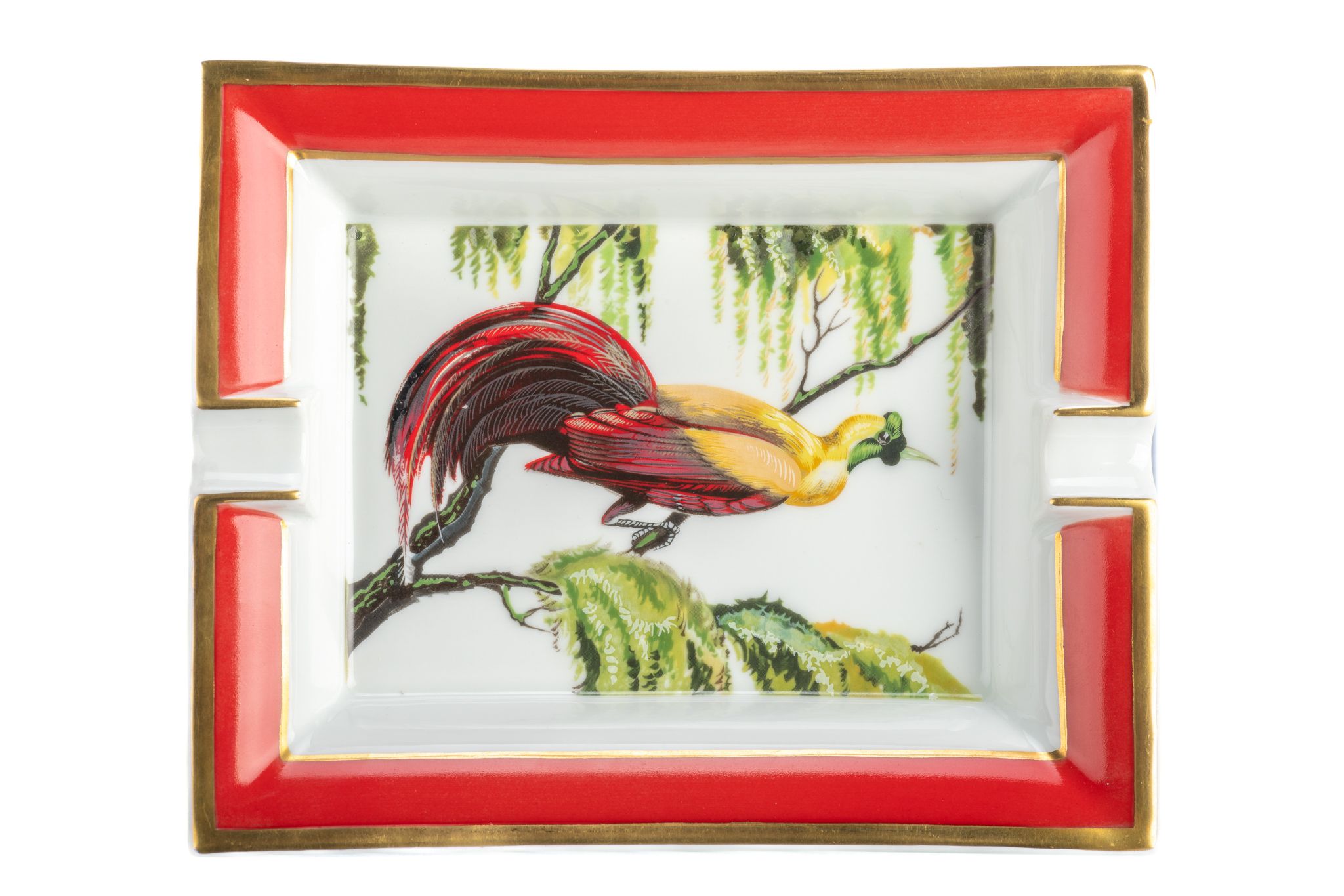 Hermes Red Bird Porcelain Ashtray 1 Hermes Red Bird Porcelain Ashtray