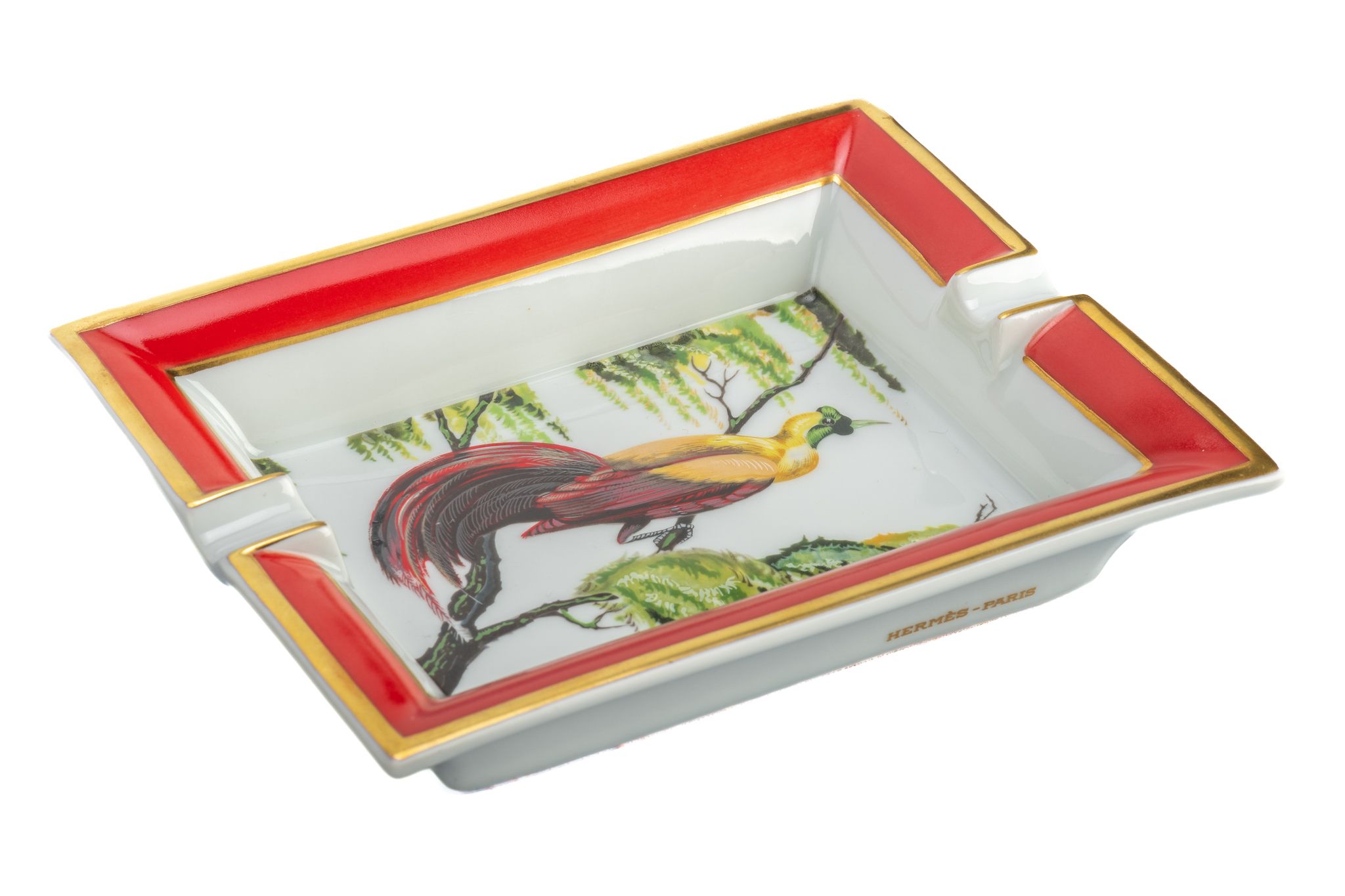 Hermes Red Bird Porcelain Ashtray 2 Hermes Red Bird Porcelain Ashtray