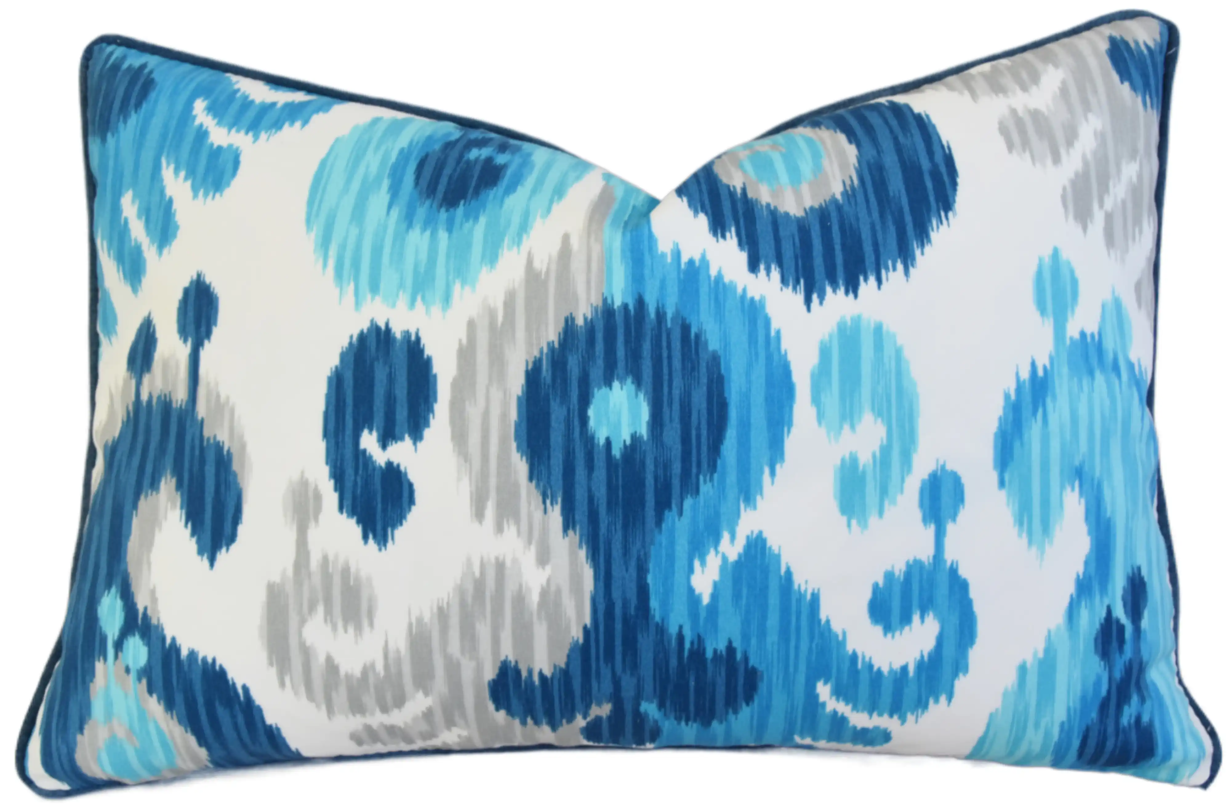 Blue, White & Gray Ikat Pillow 1 Blue, White & Gray Ikat Pillow
