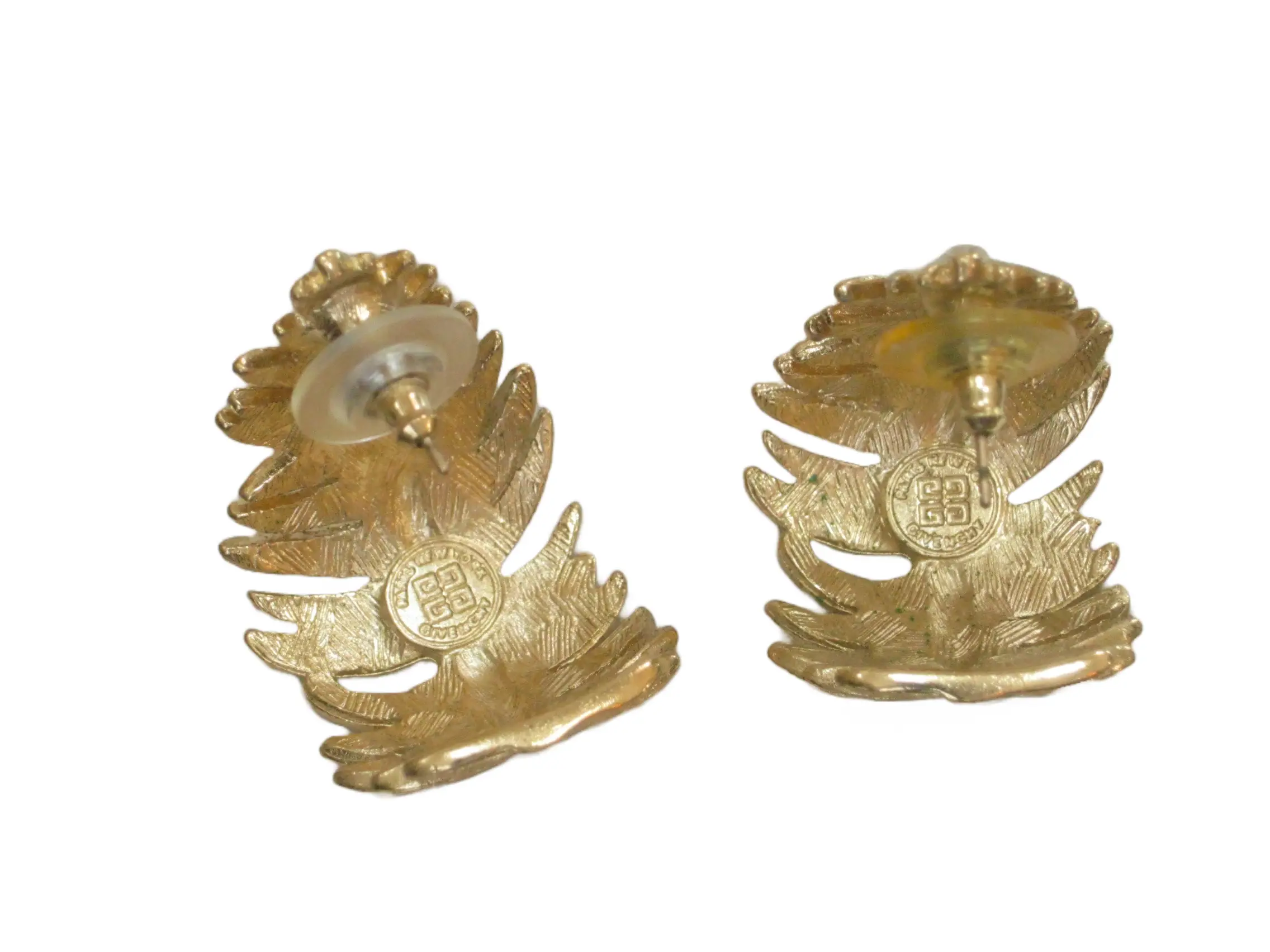 Givenchy Gold Carved LeafEarrings 3 Givenchy Gold Carved LeafEarrings