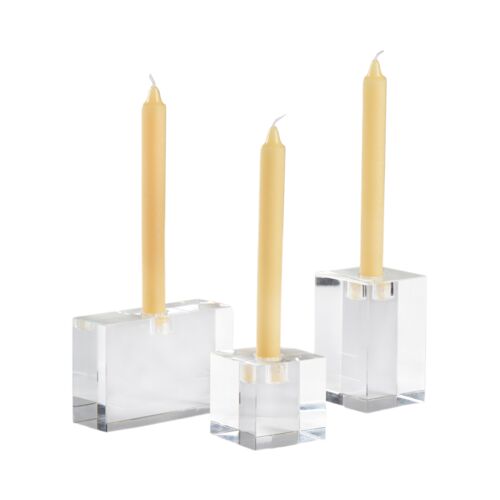 S/3 Trifoil Crystal Candlesticks, Clear 1 S/3 Trifoil Crystal Candlesticks, Clear