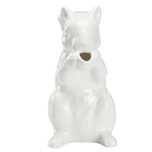 Squirrel Ceramic Pitcher, White 2 Squirrel Ceramic Pitcher, White