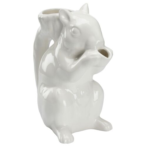 Squirrel Ceramic Pitcher, White 4 Squirrel Ceramic Pitcher, White