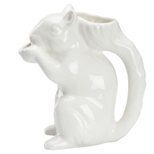 Squirrel Ceramic Pitcher, White 6 Squirrel Ceramic Pitcher, White