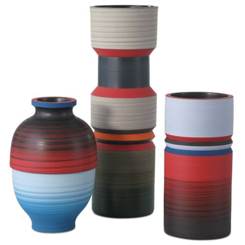 S/3 Happy 80's Porcelain Vases, Multicolor 1 S/3 Happy 80's Porcelain Vases, Multicolor