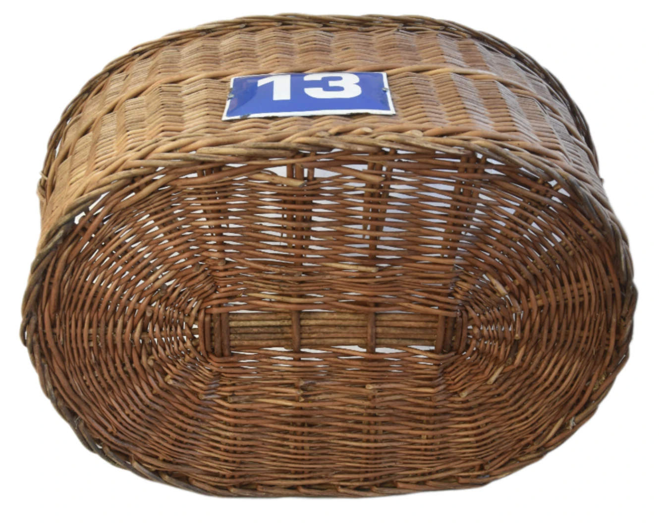 French Wicker Basket w/ Number Plate 2 French Wicker Basket w/ Number Plate