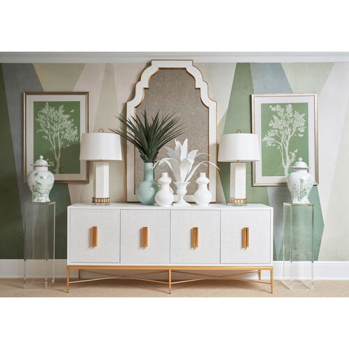 Green Porcelain Chinoiserie Jar, White/Green 2 Green Porcelain Chinoiserie Jar, White/Green