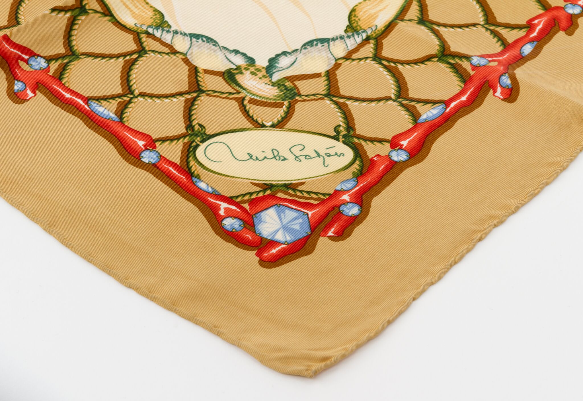 Mila Schon Caramel Shells Silk Scarf 2 Mila Schon Caramel Shells Silk Scarf