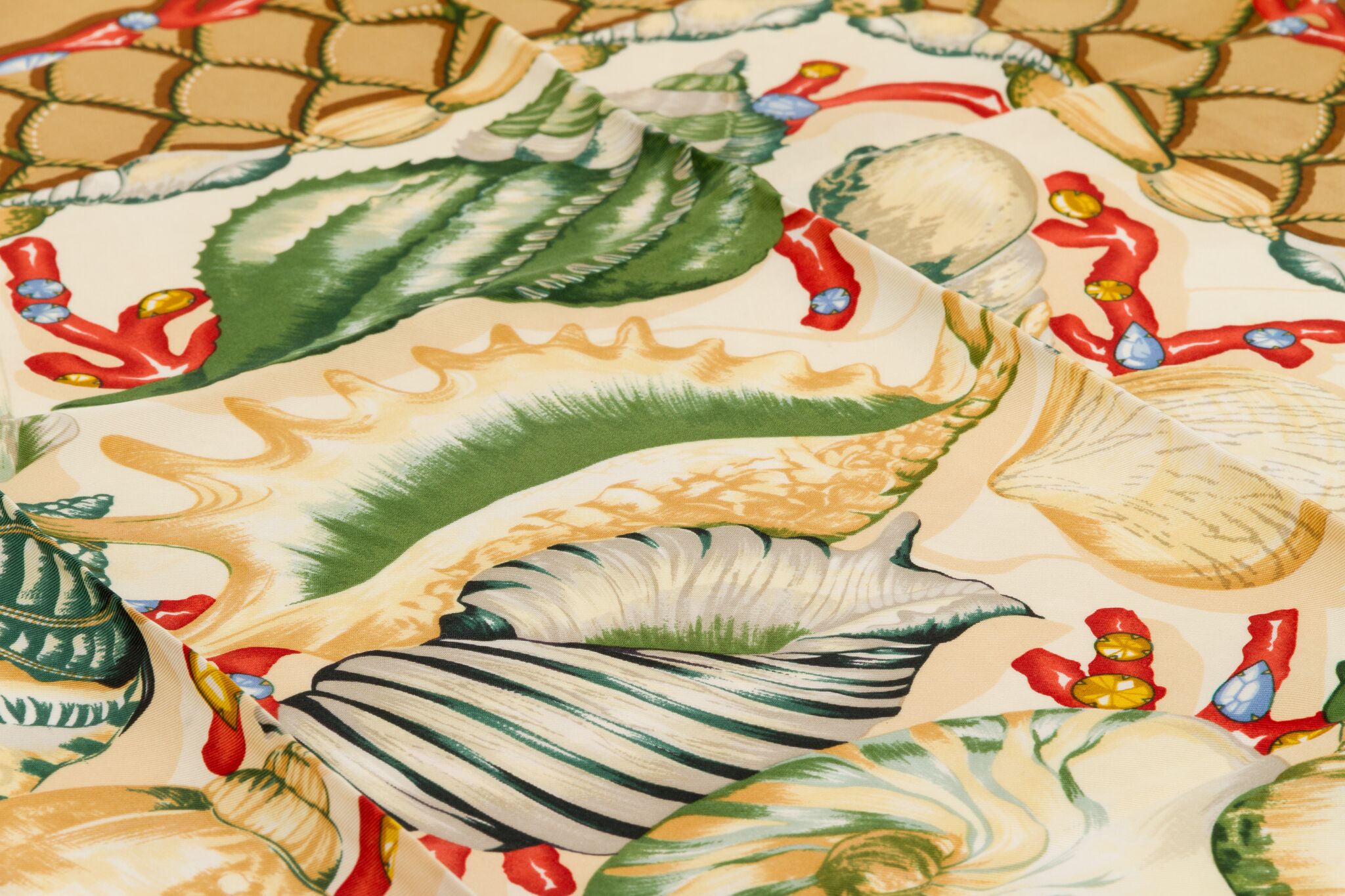 Mila Schon Caramel Shells Silk Scarf 4 Mila Schon Caramel Shells Silk Scarf