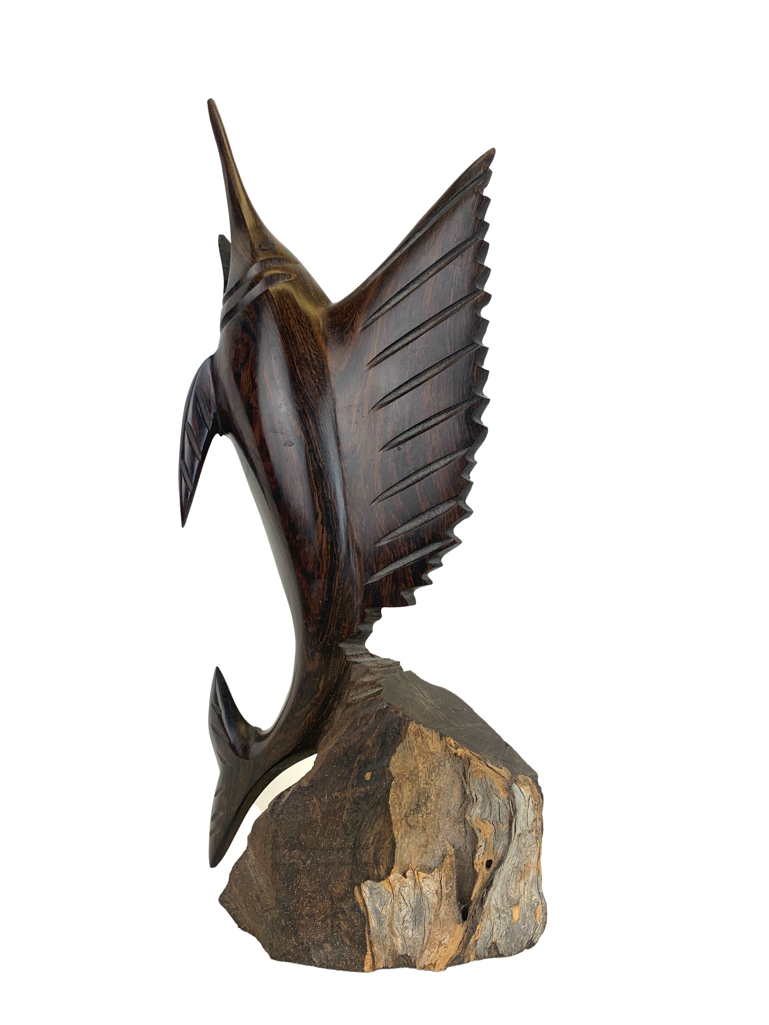Hand-Carved Ironwood Swordfish Figurine 4 Hand-Carved Ironwood Swordfish Figurine