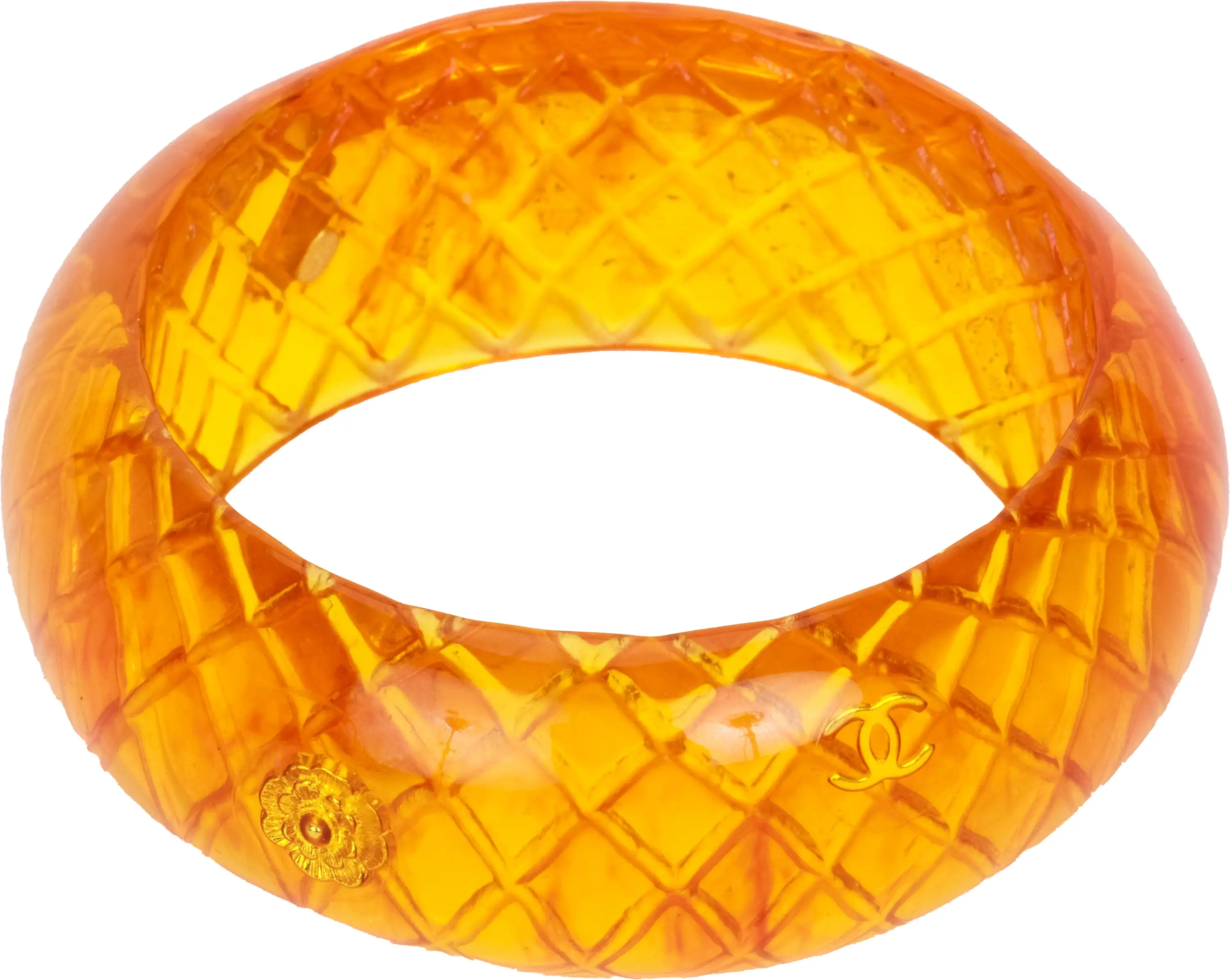 Chanel amber quilted bangle with inlay 3 Chanel amber quilted bangle with inlay