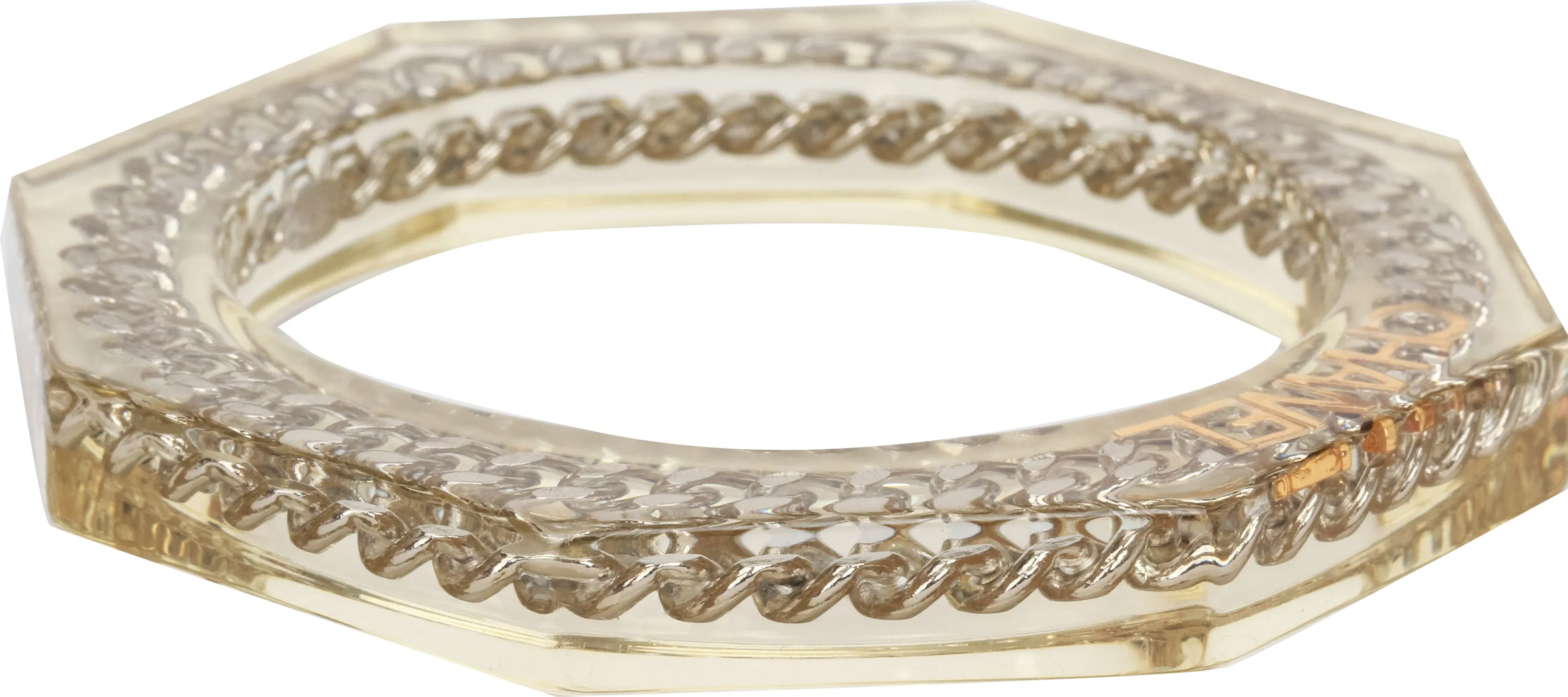Chanel lucite octagonal bracelet w/chain 1 Chanel lucite octagonal bracelet w/chain