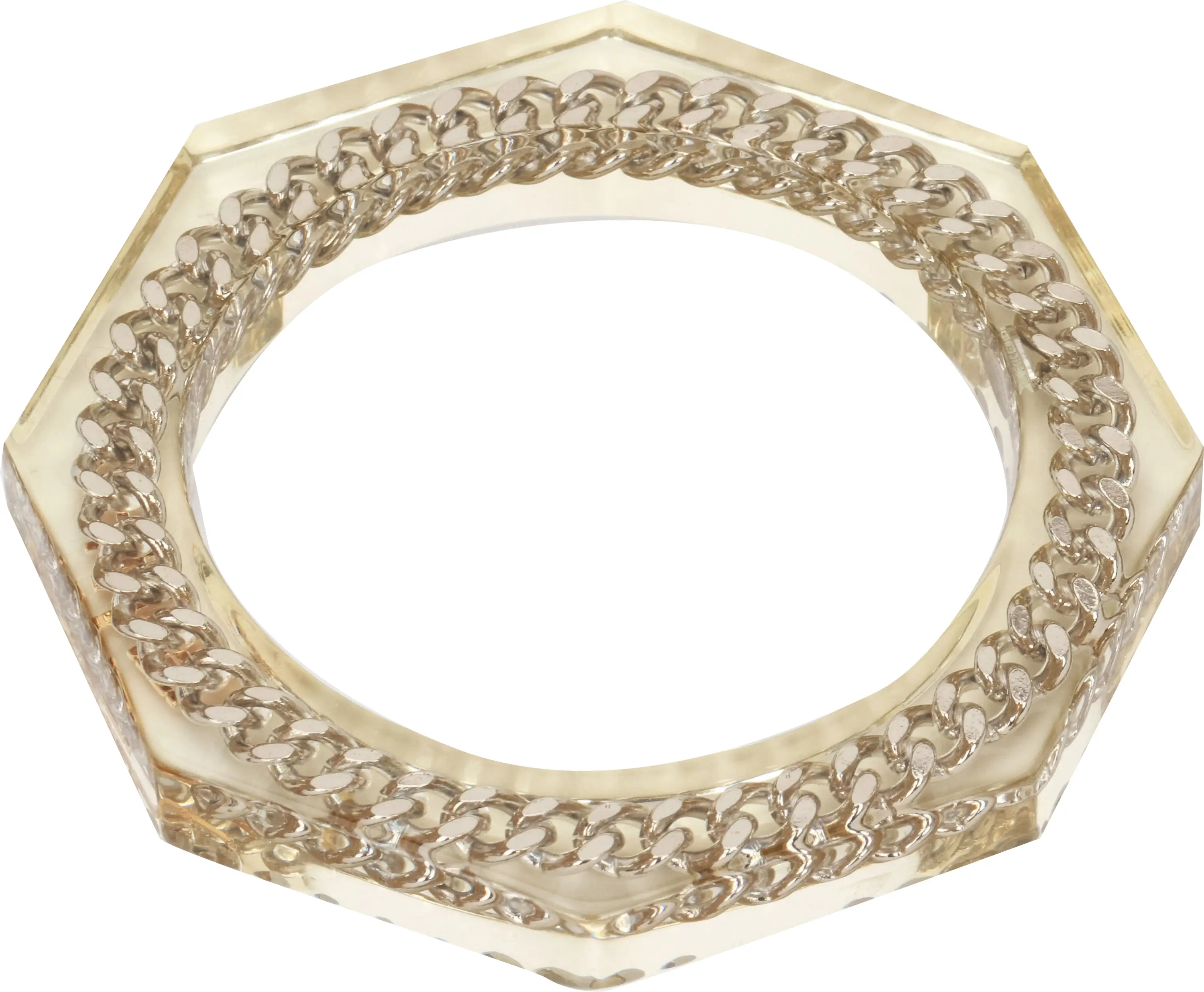 Chanel lucite octagonal bracelet w/chain 2 Chanel lucite octagonal bracelet w/chain