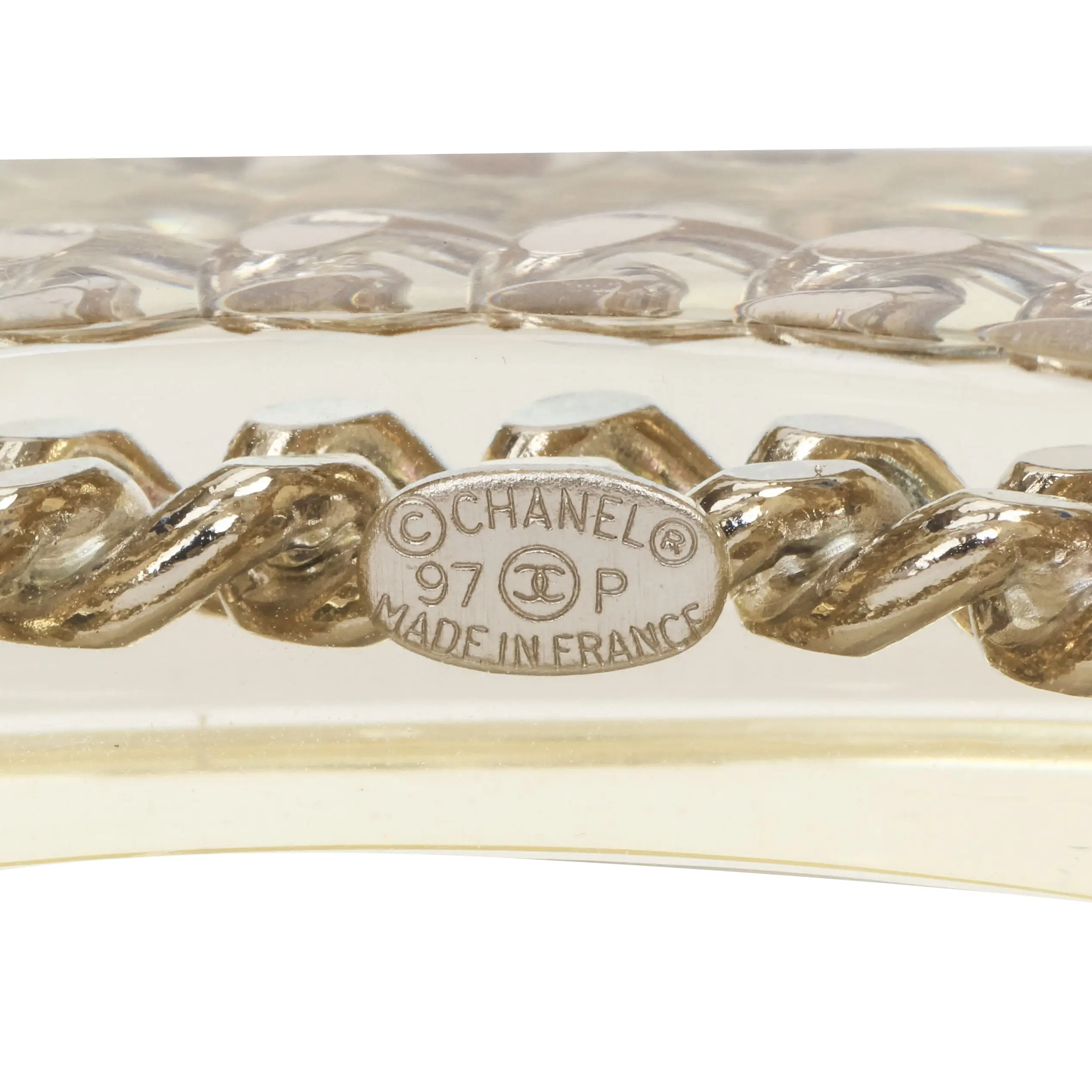 Chanel lucite octagonal bracelet w/chain 3 Chanel lucite octagonal bracelet w/chain