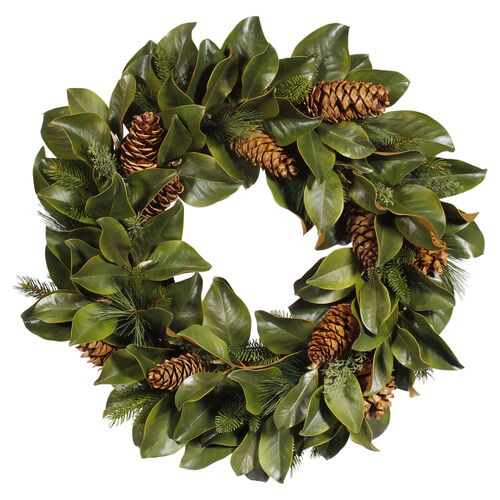30" Magnolia Leaf Wreath, Faux