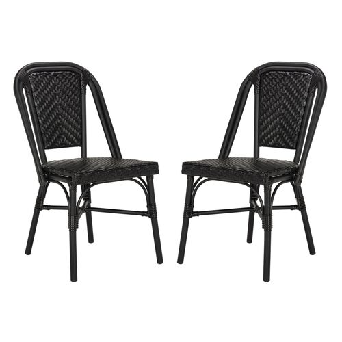 S/2 Aliza Indoor/Outdoor Stacking Side Chairs, Black 1 S/2 Aliza Indoor/Outdoor Stacking Side Chairs, Black
