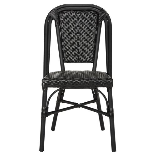S/2 Aliza Indoor/Outdoor Stacking Side Chairs, Black 4 S/2 Aliza Indoor/Outdoor Stacking Side Chairs, Black