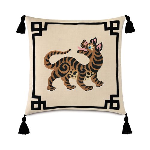 Rowan 20x20 Indoor/Outdoor Pillow, Cream/Blk 1 Rowan 20x20 Indoor/Outdoor Pillow, Cream/Blk