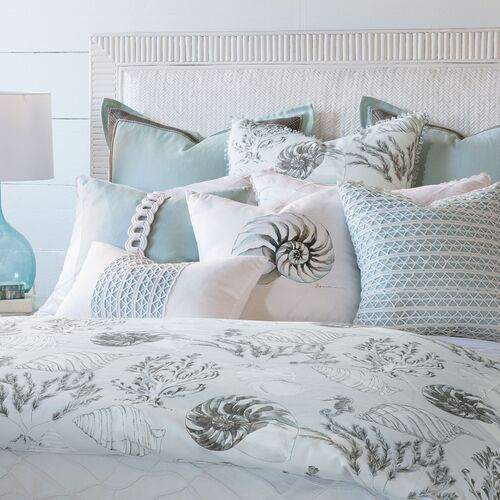 Isla Handpainted Conch Shell Pillow, White 5 Isla Handpainted Conch Shell Pillow, White