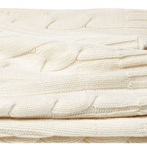 Cable Knit Cashmere-Blend Throw, Ivory 4 Cable Knit Cashmere-Blend Throw, Ivory