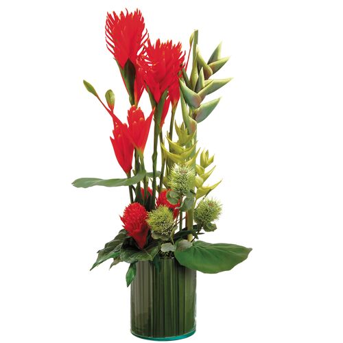 42.5" Tropical Mix?Arrangement in Glass Vase, Faux 1 42.5" Tropical Mix?Arrangement in Glass Vase, Faux