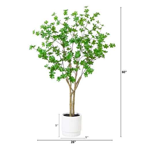 5ft. Artificial Enkianthus Tree, White Decorative Planter 2 5ft. Artificial Enkianthus Tree, White Decorative Planter