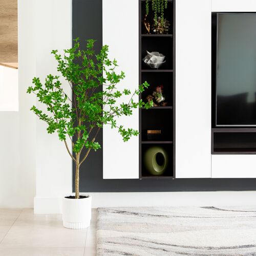 5ft. Artificial Enkianthus Tree, White Decorative Planter 5 5ft. Artificial Enkianthus Tree, White Decorative Planter