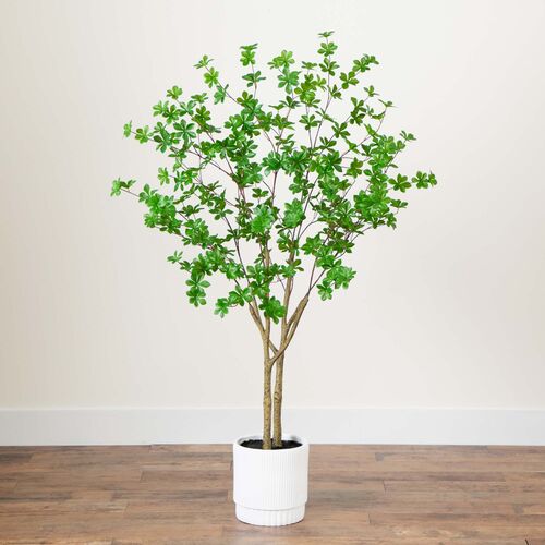 5ft. Artificial Enkianthus Tree, White Decorative Planter 6 5ft. Artificial Enkianthus Tree, White Decorative Planter