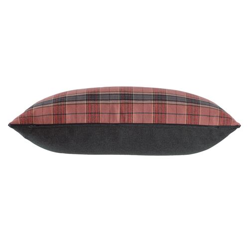 Carrie Plaid Lumbar Pillow, Red/Charcoal 3 Carrie Plaid Lumbar Pillow, Red/Charcoal