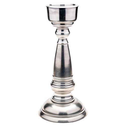 Antique Silver 14.5" Pillar Candleholder