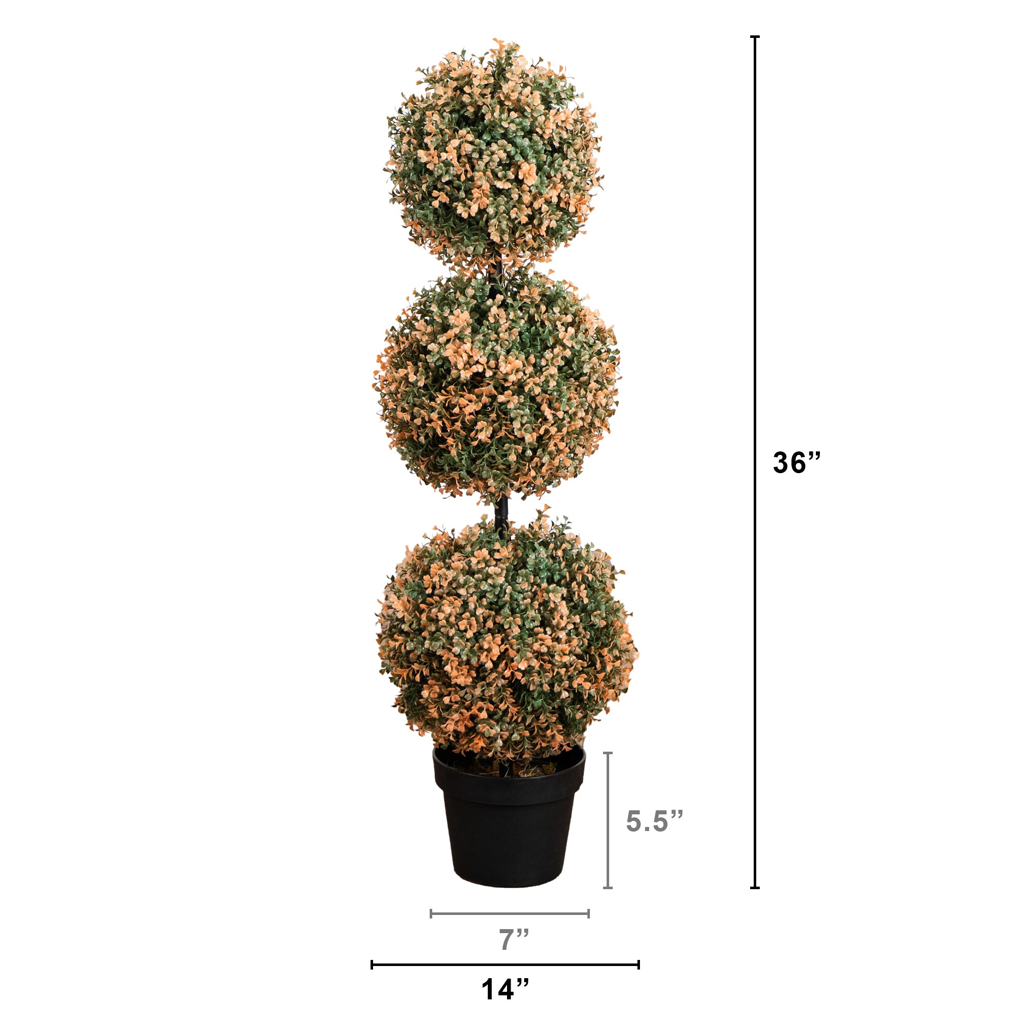 3-ft UV Resistant Autumn Triple Ball Boxwood Topiary with 30 Warm White LED Lights (Indoor/Outdoor) 2 3-ft UV Resistant Autumn Triple Ball Boxwood Topiary with 30 Warm White LED Lights (Indoor/Outdoor)